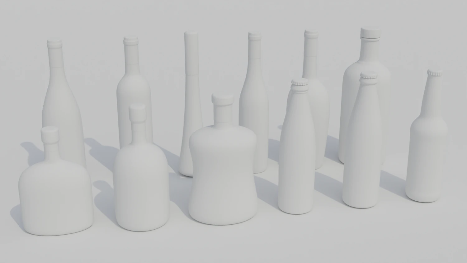 Glass Bottles 3D Model .c4d .max .obj .3ds .fbx .stl .blend 