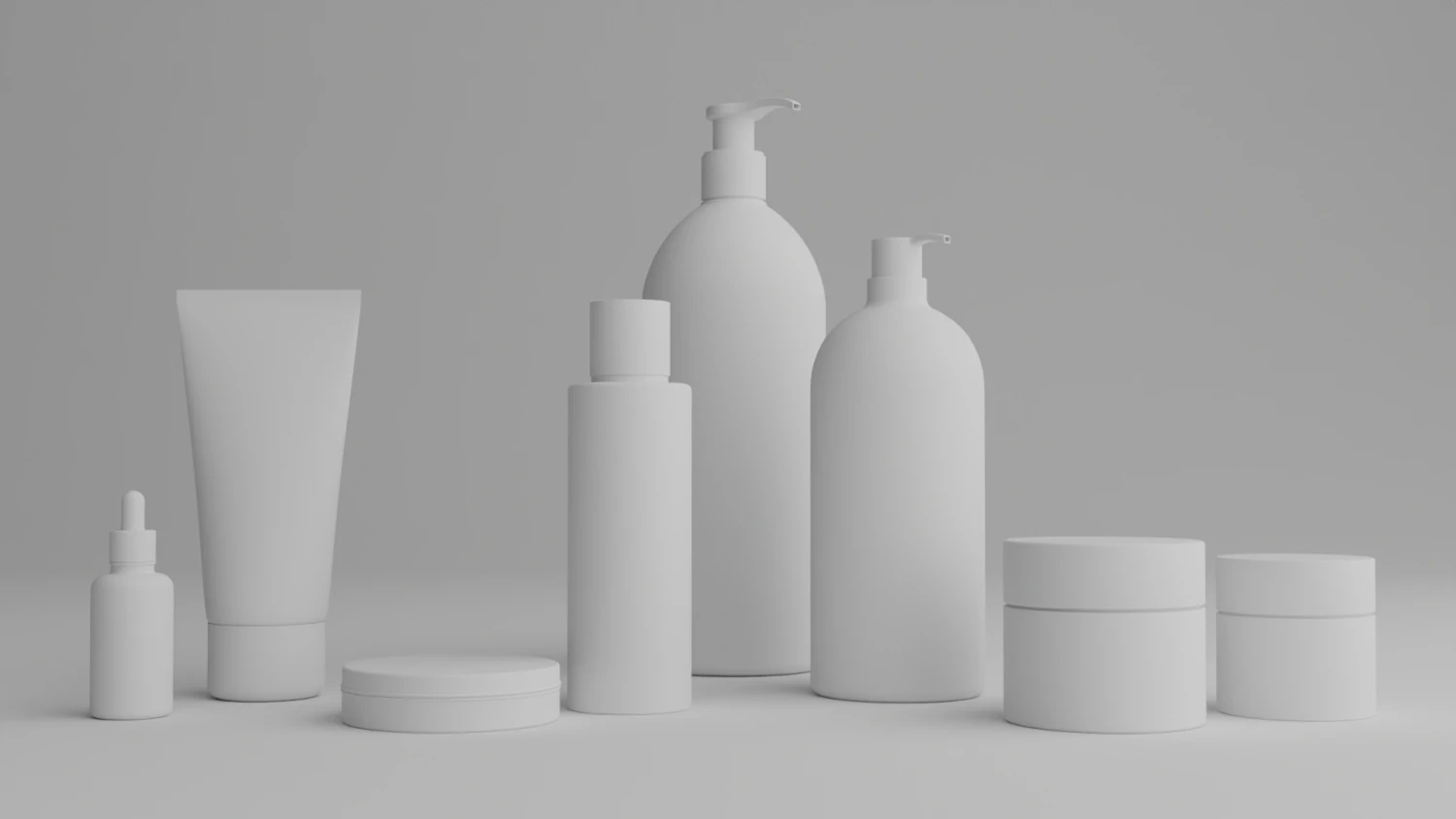 Cosmetics Containers 3D Model .c4d .max .obj .3ds .fbx .stl .blend 