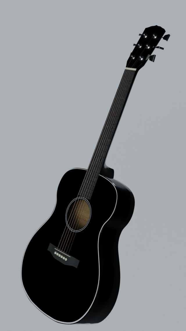 Acoustic Guitar 3D Model .c4d .max .obj .3ds .fbx .stl .blend 