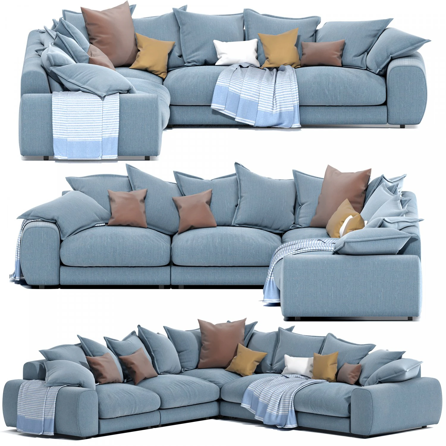 Wodge Modular Corner Sofa 3D Model .c4d .max .obj .3ds .fbx .stl .blend 