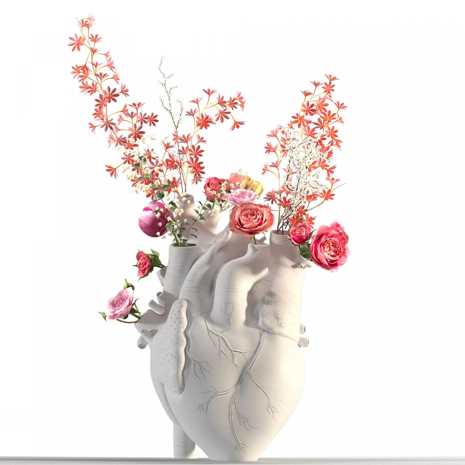 Heart Vase White 3D Model .c4d .max .obj .3ds .fbx .stl .blend 