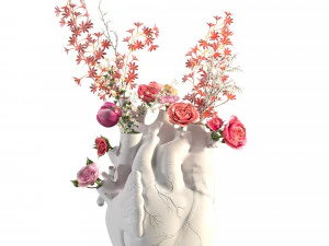 Heart Vase White 3D Model