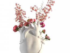 Heart Vase White 3D Model