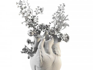 Heart Vase White 3D Model