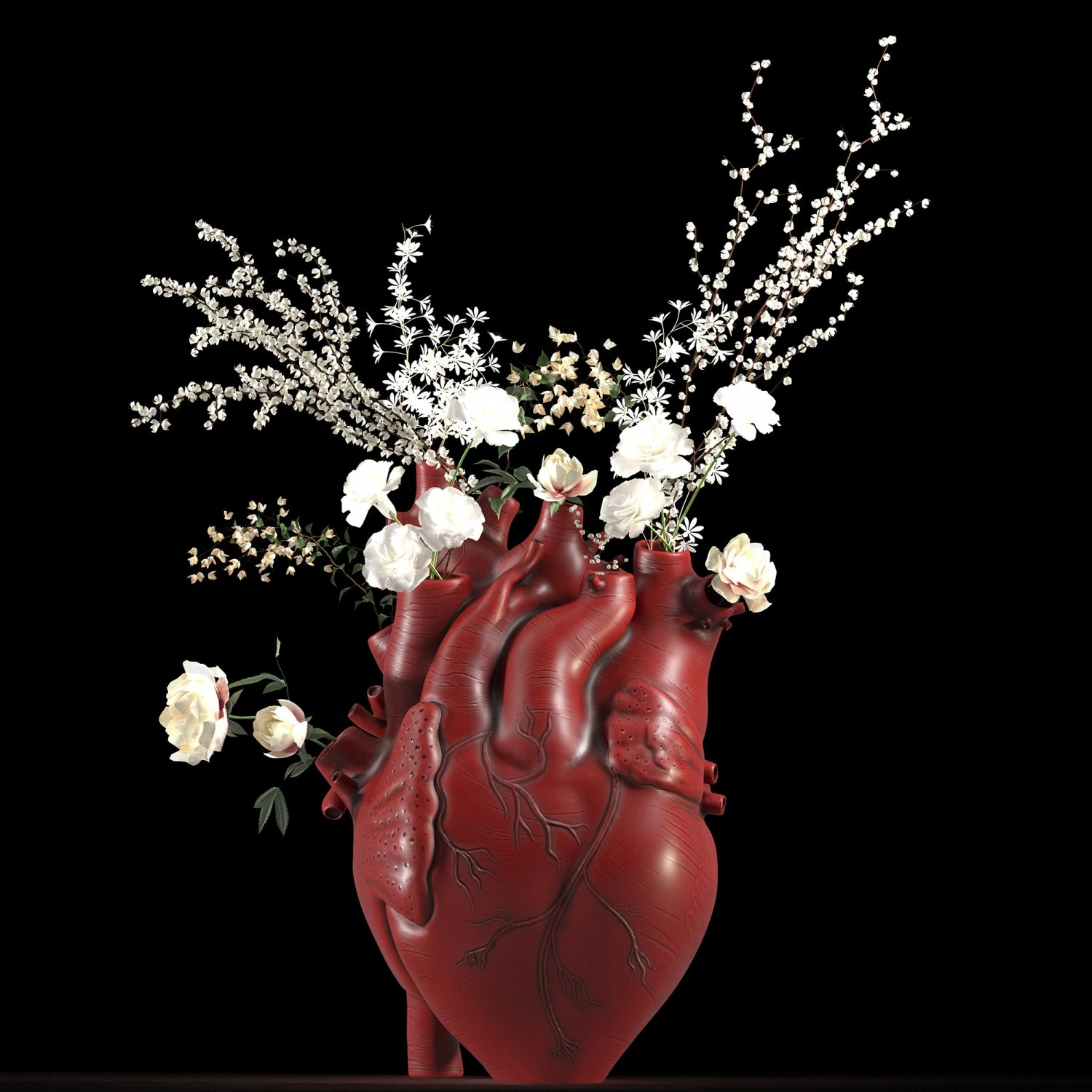 Heart Vase Red 3D Model .c4d .max .obj .3ds .fbx .stl .blend 