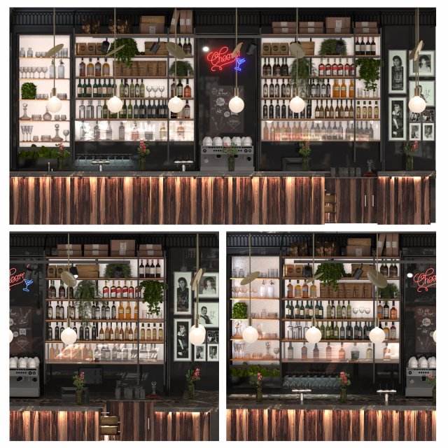 Coffee and Wine Bar 3D Model .c4d .max .obj .3ds .fbx .stl .blend 