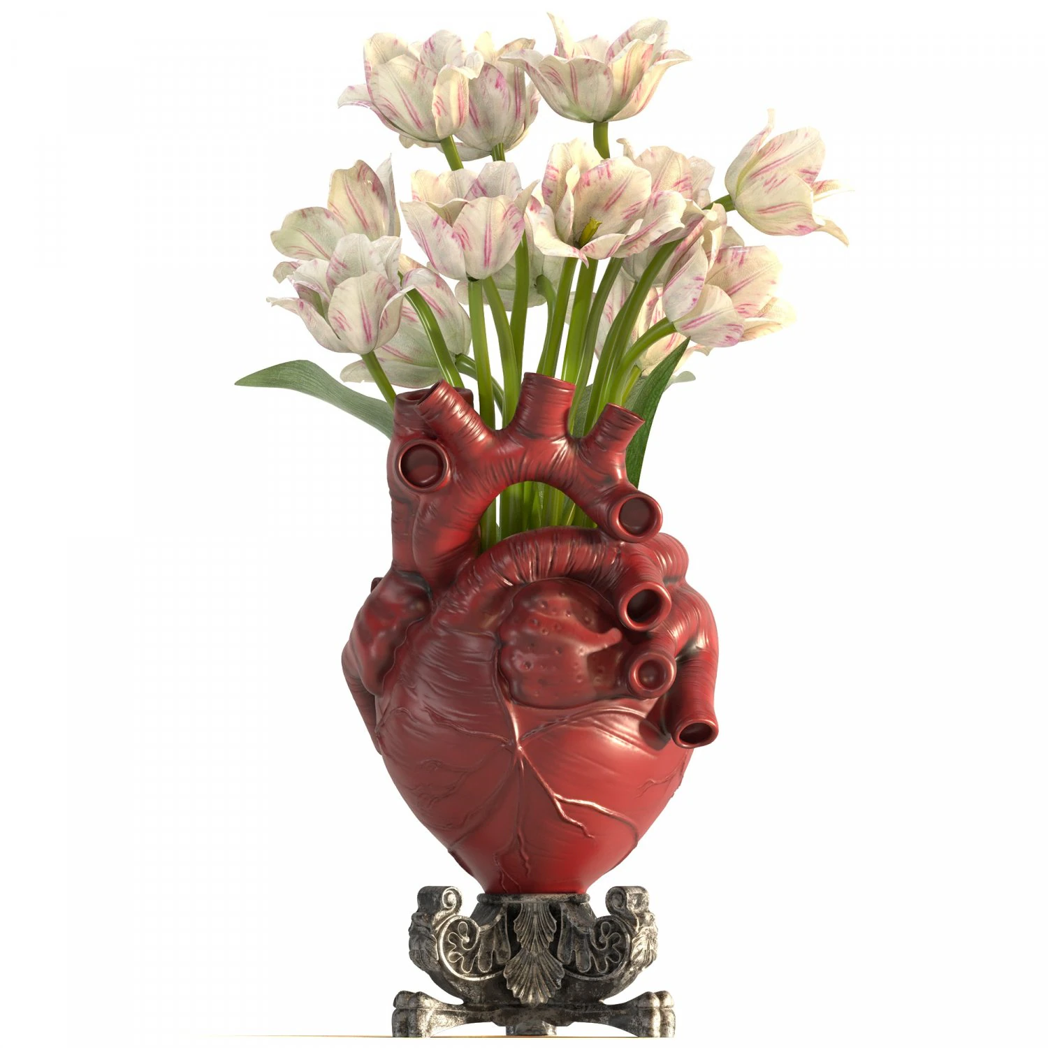 Heart Vase 2 Red 3D Model .c4d .max .obj .3ds .fbx .stl .blend 