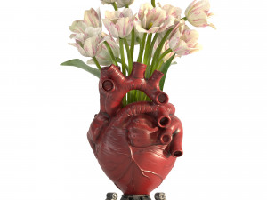 Heart Vase 2 Red 3D Model