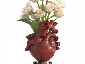 Heart Vase 2 Red 3D Model