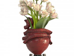 Heart Vase 2 Red 3D Model