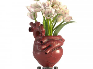 Heart Vase 2 Red 3D Model
