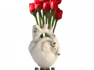 Heart Vase 2 Red 3D Model