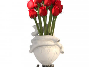 Heart Vase 2 Red 3D Model