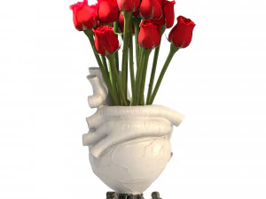 Heart Vase 2 Red 3D Model