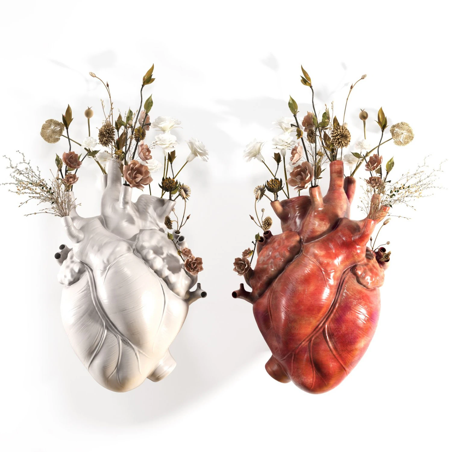 Wall Heart Vase 3D Model .c4d .max .obj .3ds .fbx .stl .blend 