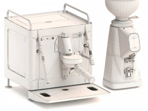 Sanremo Cube Coffe Machine and All Ground Grinder 3D Model