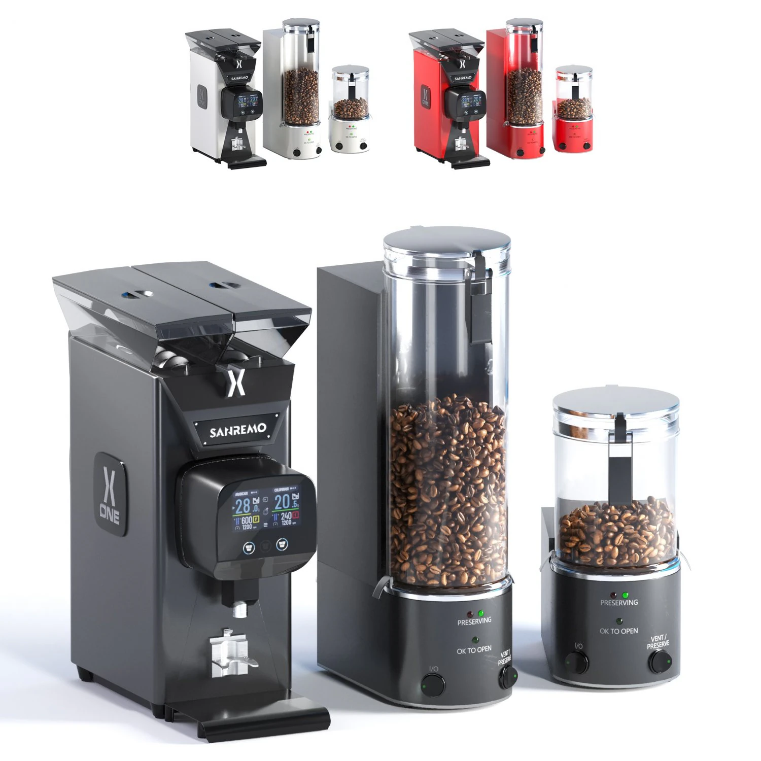 Sanremo x one Grinder and Coffee Freshness 3D Model .c4d .max .obj .3ds .fbx .stl .blend 