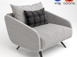 MODERN FABRIC ARMCHAIR 3D मॉडल