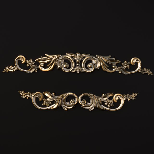 Ornament Gold 01 3D 模型 .c4d .max .obj .3ds .fbx .stl .blend 