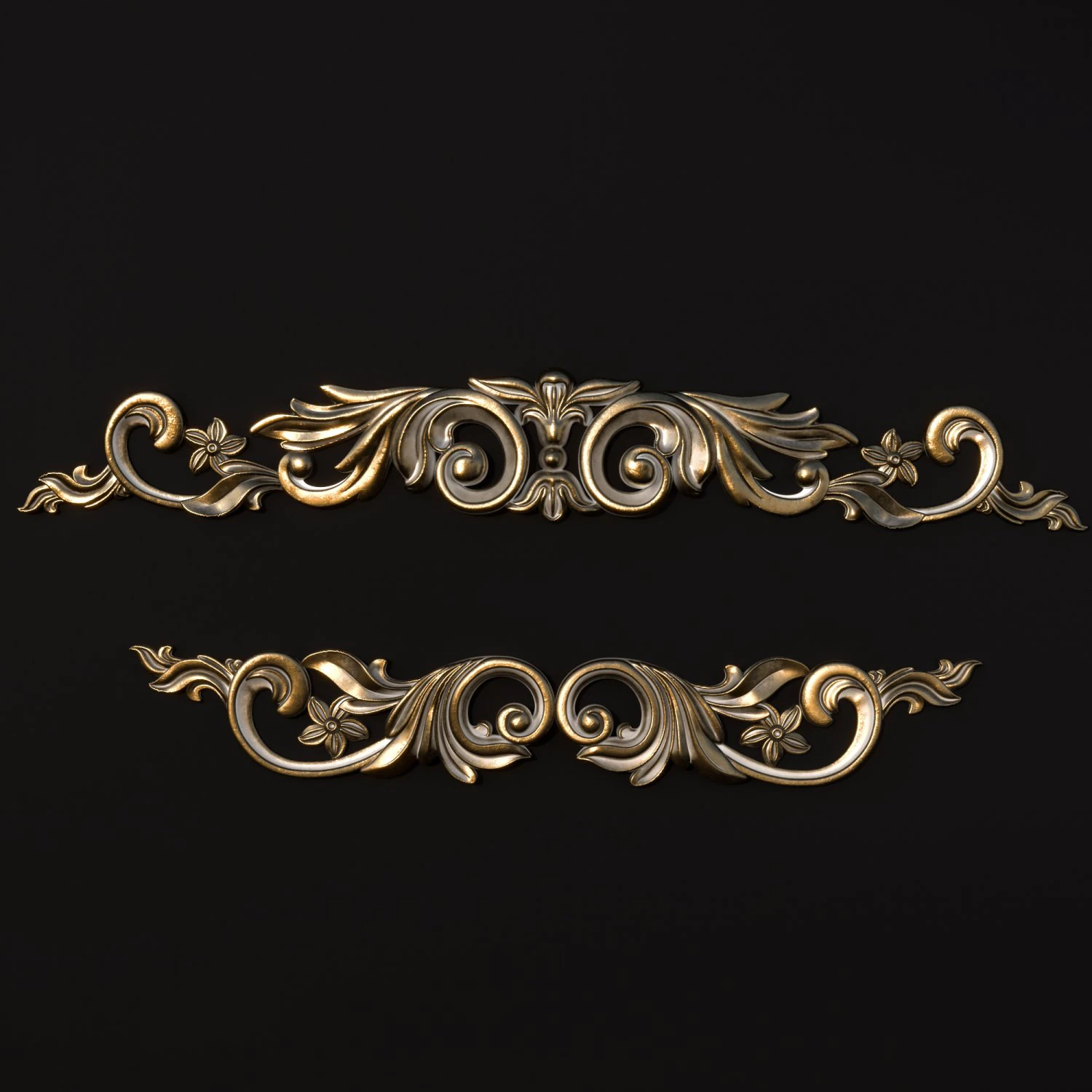 Ornament Gold 01 3D Model .c4d .max .obj .3ds .fbx .stl .blend 