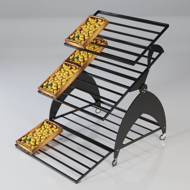 Fruit Stand Shelf 3D Model .c4d .max .obj .3ds .fbx .stl .blend 