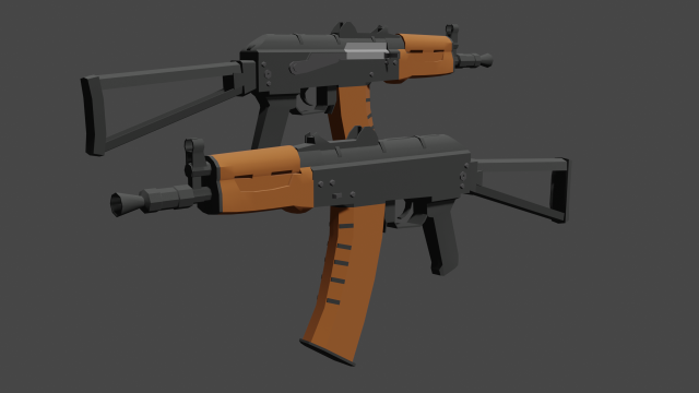 AK-74U Low Poly 3D 모델 .c4d .max .obj .3ds .fbx .stl .blend