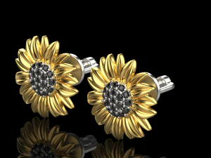 Earrings SUNFLOWER 3D print model 3D Print Model