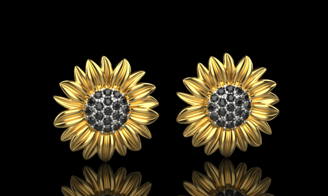 Earrings SUNFLOWER 3D print model 3D-printmodel .c4d .max .obj .3ds .fbx .stl .blend 