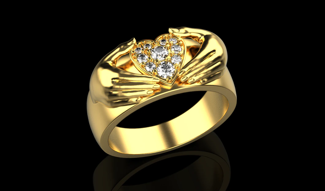 Heart Hand Ring 3D print model 3D print model 3D Print Model .c4d .max .obj .3ds .fbx .stl .blend 