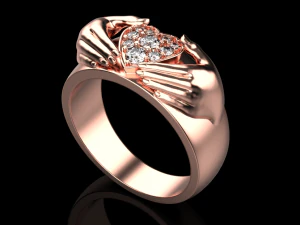 Heart Hand Ring 3D print model 3D print model 3D Print Model