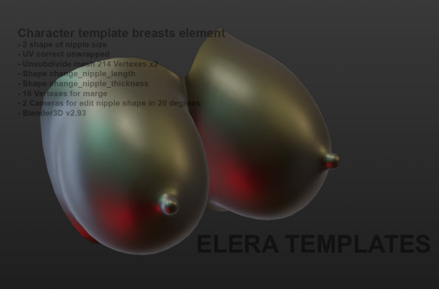 Woman breasts template 2 nipples shapes v1 Modelo 3D in Anatomia