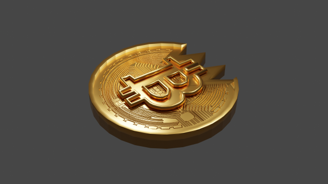 Moneda Bitcoin mordido 3D Model .c4d .max .obj .3ds .fbx .stl .blend 