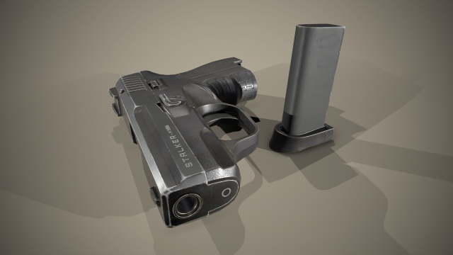Flare pistol Stalker 3D Model .c4d .max .obj .3ds .fbx .stl .blend 