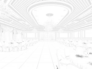 Wedding Banquet Hall 3D Model