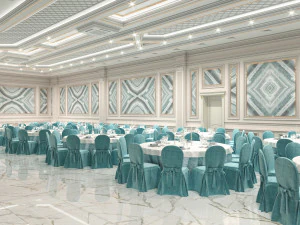 Wedding Banquet Hall 3D Model