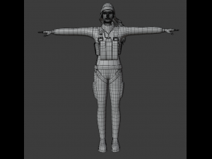 Female military field doctor 3D Model