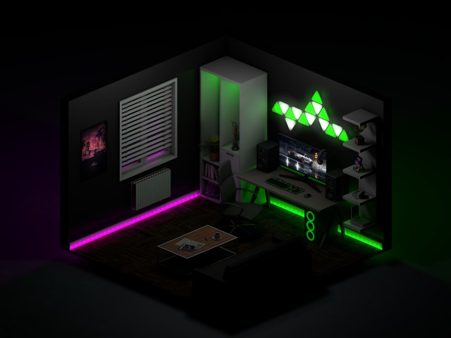 Gaming room 3D Модель .c4d .max .obj .3ds .fbx .stl .blend 