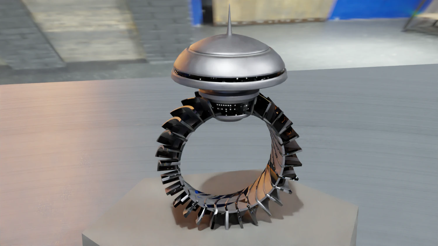 Low Poly Sci-Fi Ring Han 3D Model .c4d .max .obj .3ds .fbx .stl .blend
