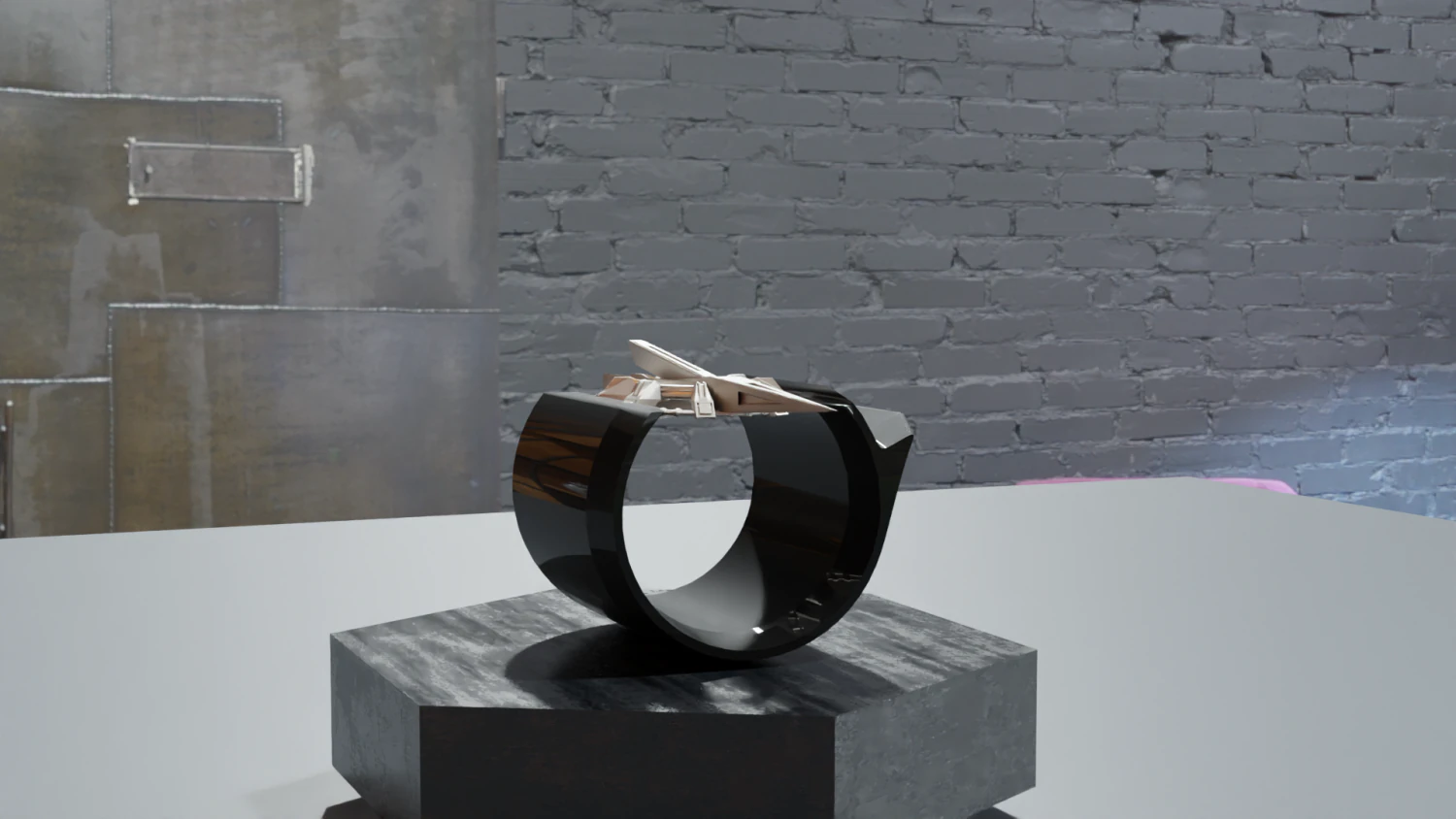 Low Poly Sci-Fi Ring Milenium 3D Model .c4d .max .obj .3ds .fbx .stl .blend 