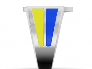 Mens ring with the coat of arms of Ukraine and enamel 3D-Druckmodell