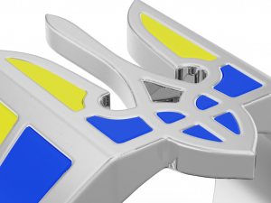 Mens ring with the coat of arms of Ukraine and enamel 3D-Druckmodell