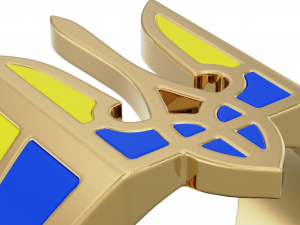 Mens ring with the coat of arms of Ukraine and enamel 3D-Druckmodell