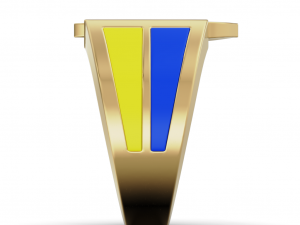 Mens ring with the coat of arms of Ukraine and enamel 3D-Druckmodell