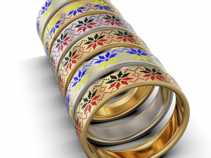 Ring with a pattern of Ukrainian vyshyvanka enamel 3D Print Model