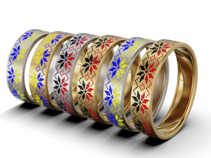 Ring with a pattern of Ukrainian vyshyvanka enamel Modello di stampa 3D