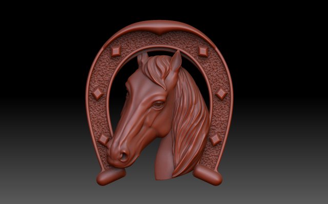 Horse on a horseshoe 3D-printmodel .c4d .max .obj .3ds .fbx .stl .blend 