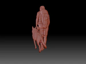 Man and dog 3D Print Model