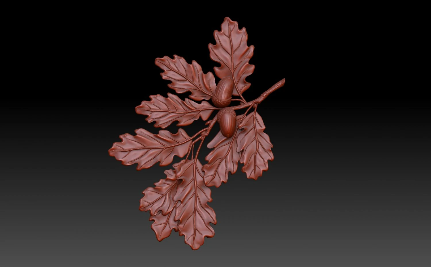 Oak Branch 3D Print Model .c4d .max .obj .3ds .fbx .stl .blend 