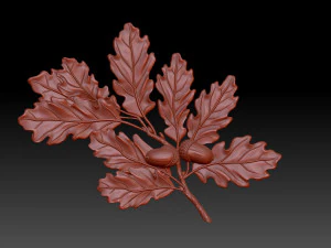 Oak Branch 3D Print Model