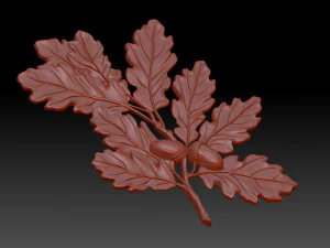 Oak Branch 3D Print Model